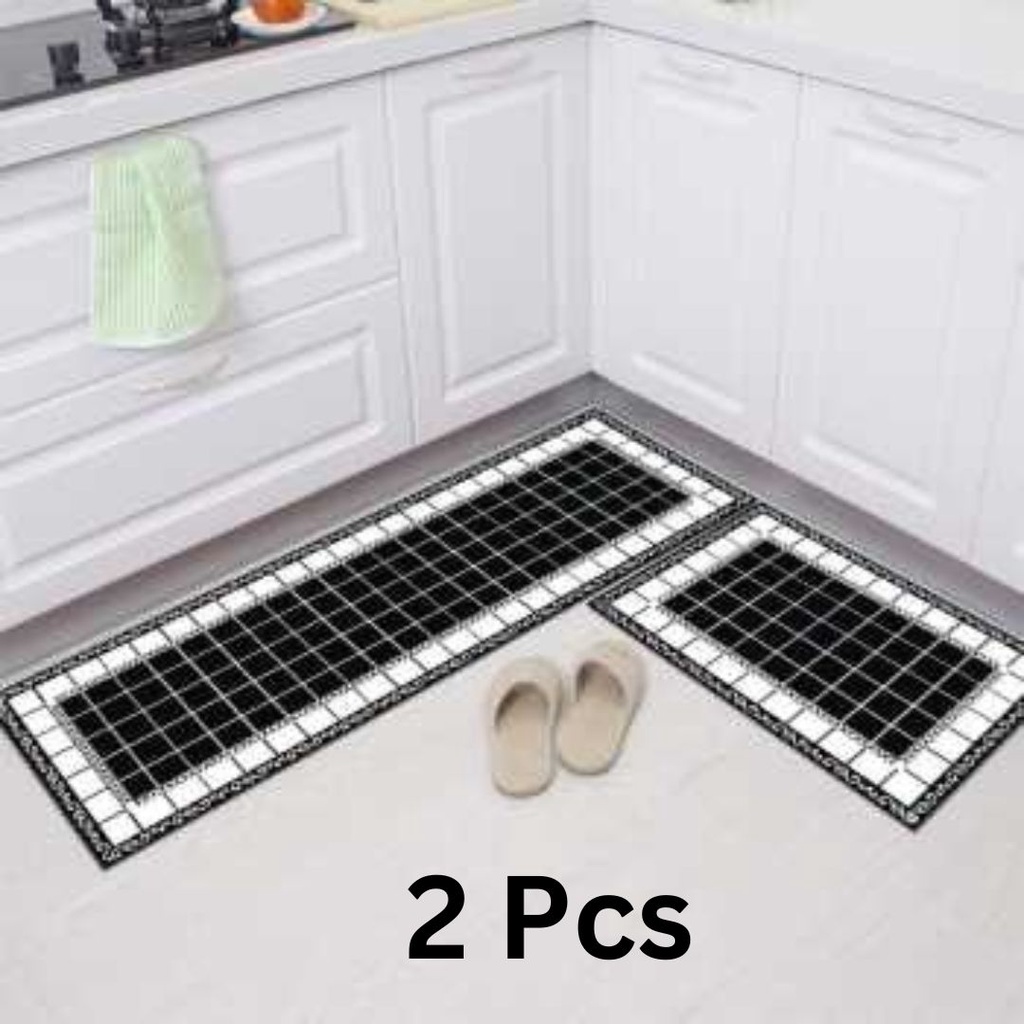 Keset Kaki Karpet Dapur 2 in 1 Lembut Panjang Anti Slip Menyerap Air Dan Minyak Kitchen 2 Pcs