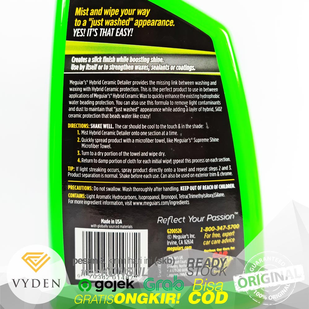 MEGUIARS Hybrid Ceramic Detailer 100ml REFILL SiO2 Silica Spray Semi Coating Daun Talas Hydrophobic