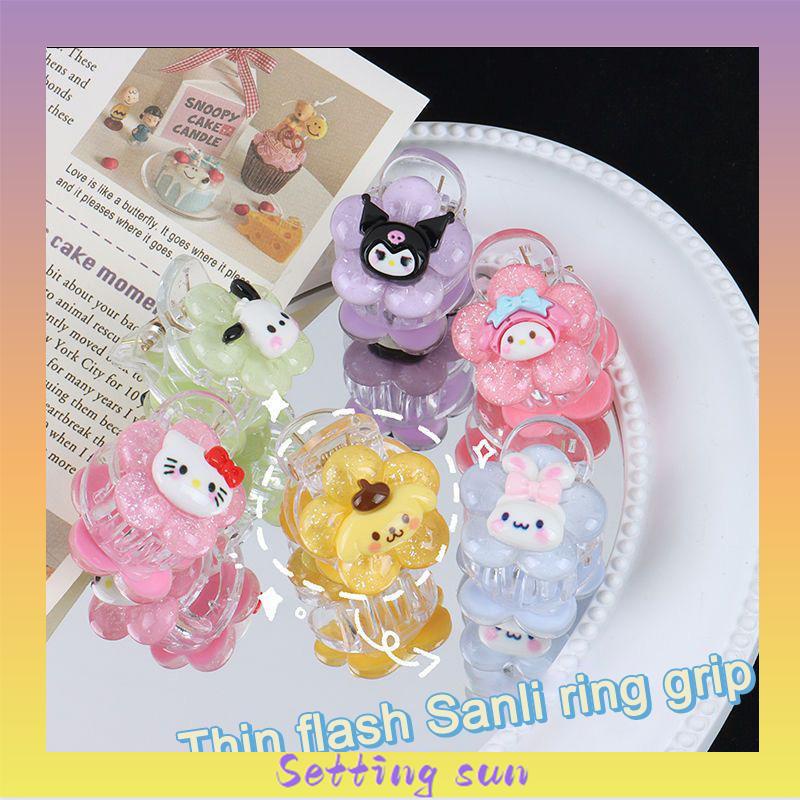 Jepit Rambut Bunga Transparan Cinnamoroll Kuromi Teenage Student Cartoon Sweet Hair Clip TN