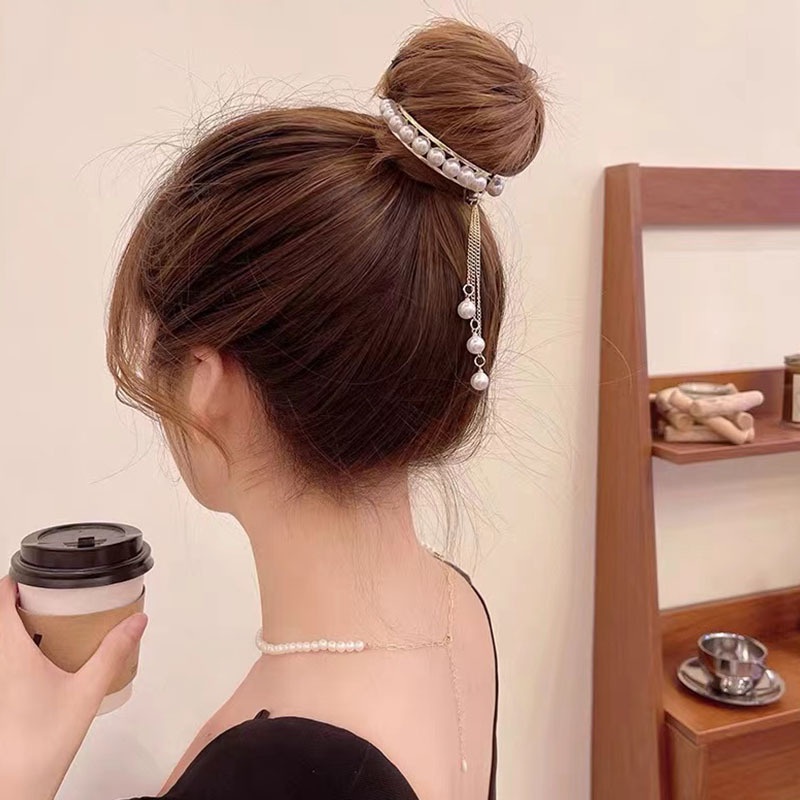 Manis Berlian Imitasi Kupu-Kupu Rambut Sanggul Cakar Dengan Rumbai Mutiara/Wanita Rasa Canggih Ponytail Klip Aksesoris Rambut