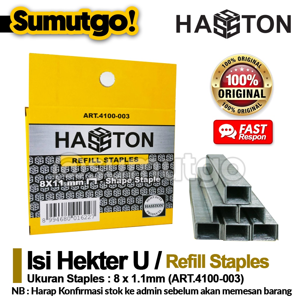 

Anak Paku Hekter Model U 8mm HASSTON Isi Refill Staples Gun Tembak 8mm