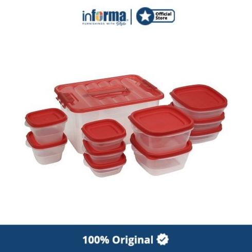 INFORMA - KOTAK MAKAN FOOD CONTAINER SET RED VIDEL 22 PCS
