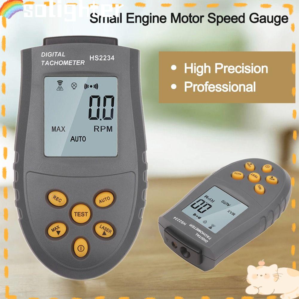 Solighter Digital Laser Tachometer HS2234 Pengukur Kecepatan Motor Presisi Tinggi Alat Pengukur Kecepatan Motor Mesin Kecil