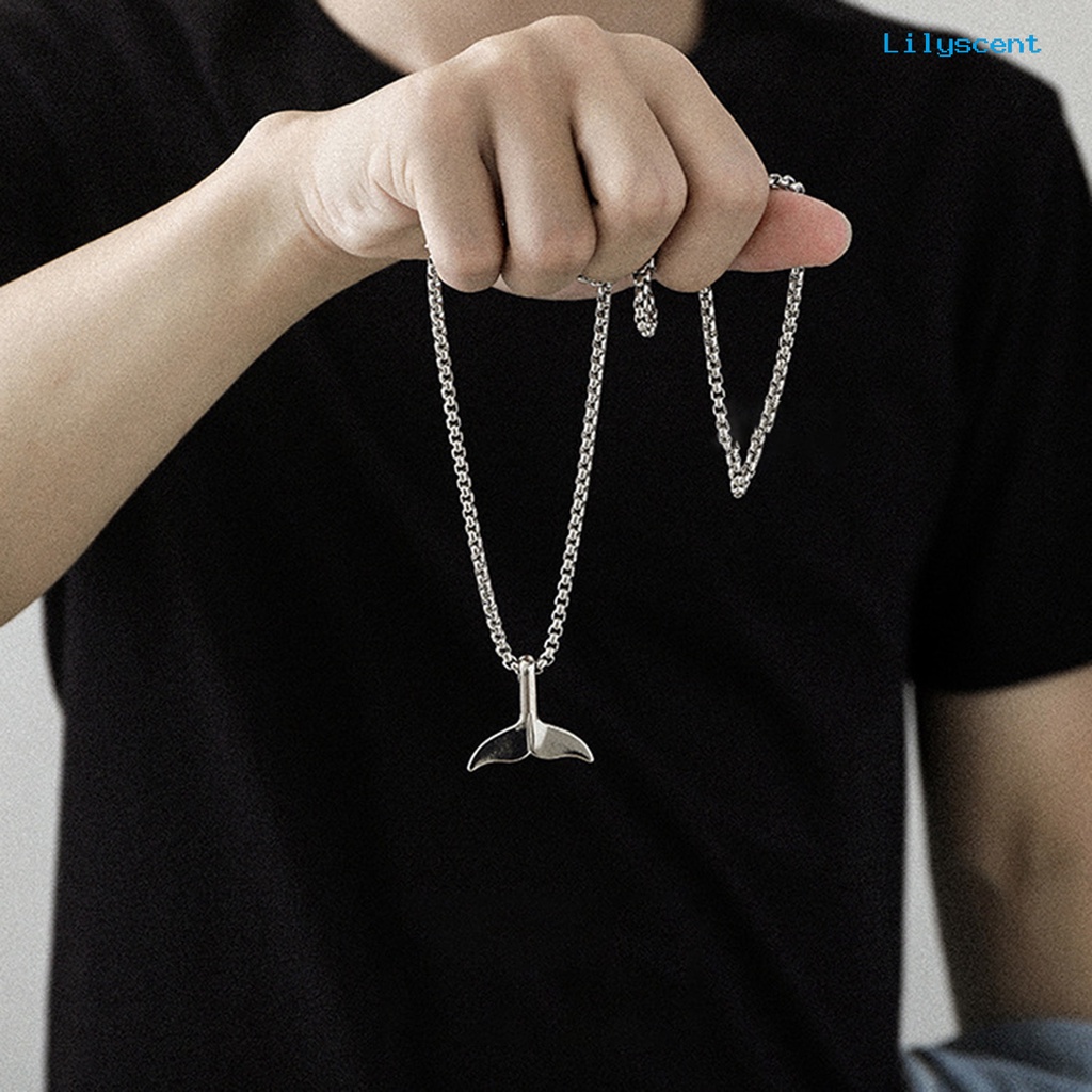 [LS]Pendant Kalung Hip Hop Geometris Electroplating Kilau Cerah Fadeless Hias Hadiah Pria Wanita Ekor Paus Choker Kalung Rantai Untuk Pacaran