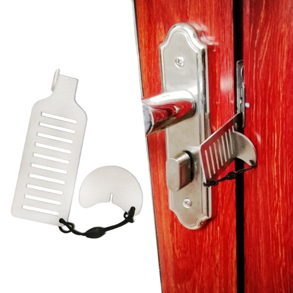 ღ Stainless Steel Keamanan Punch-Gratis Kunci Pintu Anti-Theft Door Berhenti Portable Stopper Pintu Kunci untuk Perjalanan hotel Motel Asrama Stopper