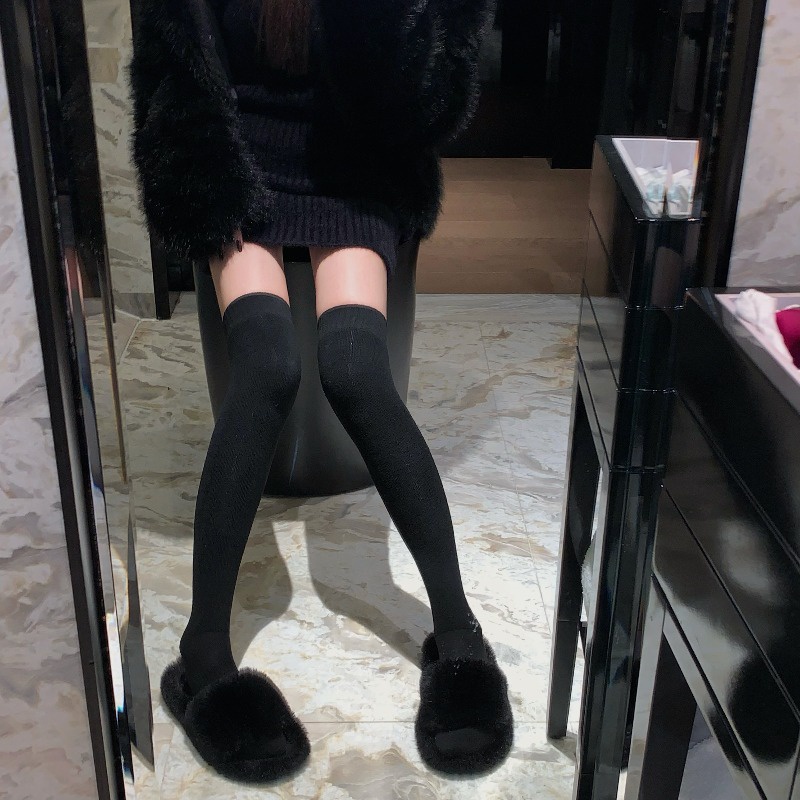 ✾✶Suhao Jepang hitam over-the-knee stoking wanita kapas pasang bottoming hangat jk kaus kaki set musim gugur dan musim dingin 2022 baru betis kaus kaki