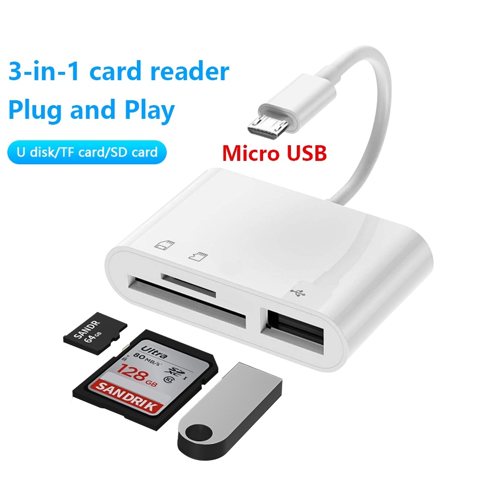 Adaptor Micro USB Tipe C Adaptor USB TF SD Card Reader USB-C Memory Card Adapter Untuk Macbook Samsung Huawei XiaoMi Laptop Phone