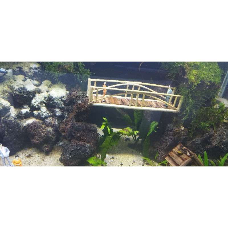 MINIATUR JEMBATAN + ORANG ORANGAN UNTUK HIASAN AQUARIUM/AQUASCAPE