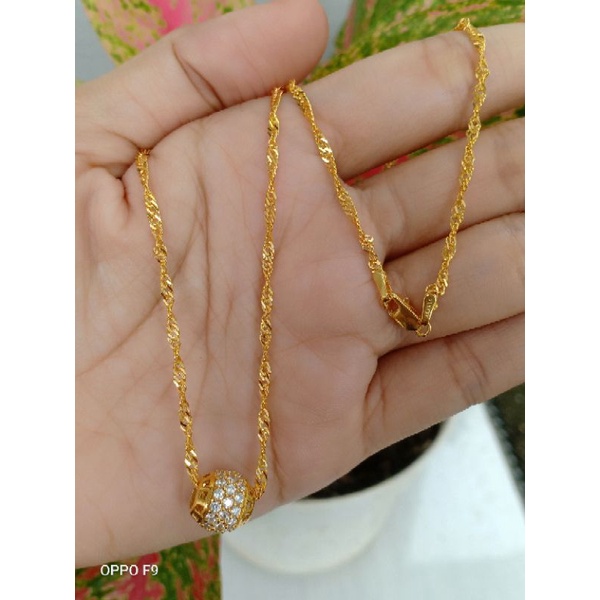 kalung perak asli 925 di lapisi emas 22karat