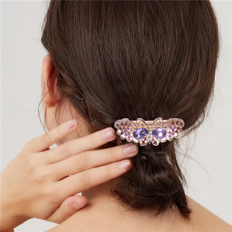 Fashion Wanita Perhiasan Kristal Kupu-Kupu Jepit Rambut Gadis
