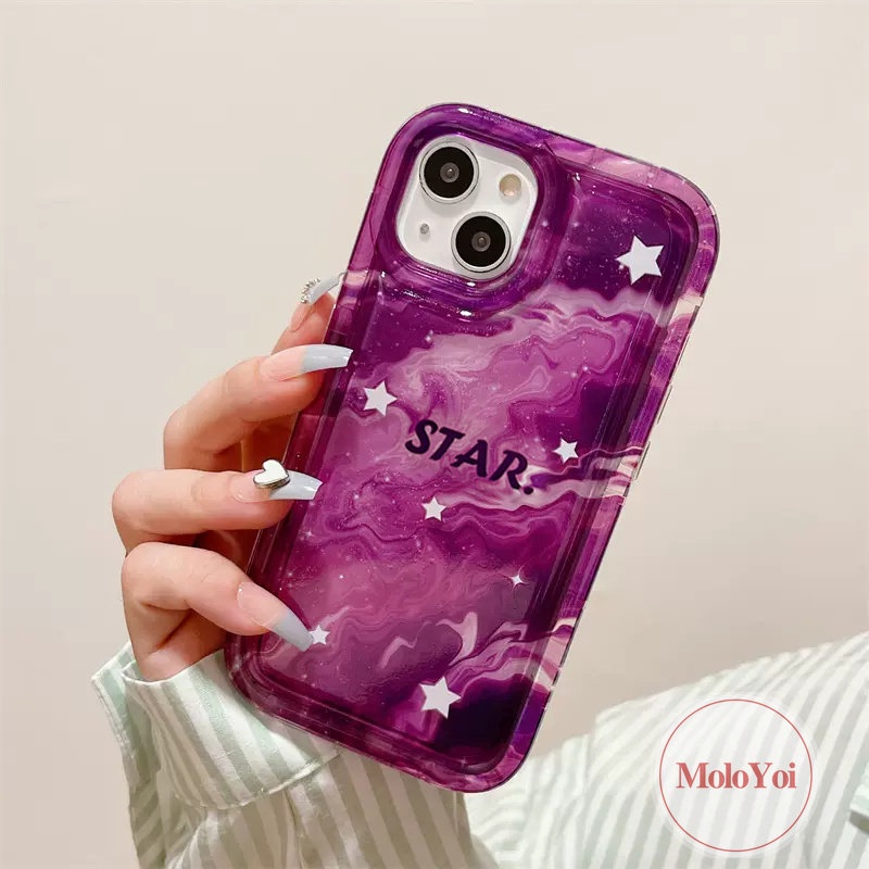 IPHONE Casing Airbag Bintang Langit Berbintang Gradasi Marmer Fashion Kompatibel Untuk Iphone11 7Plus 8Plus 14 13 12 Pro MAX 6 6S 7 8 Plus XR X XS MAX Shockproof Soft TPU Penutup Belakang Anti Jatuh