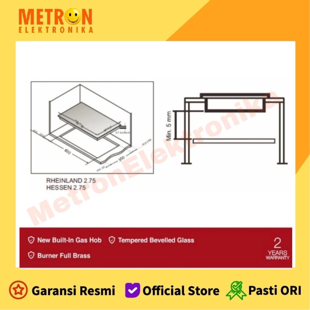 Hafele Built-in Gas Hob Hessen Series - Kompor Gas Tanam