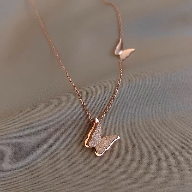 Kalung Titanium Kupu Kupu Elegan Simple Mewah Korea Fashion Style