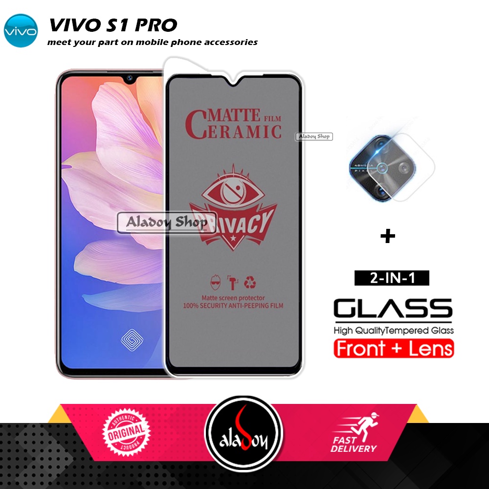 PAKET 2IN1 Anti Gores Privacy Vivo S1 Pro + Tempered Glass Kamera