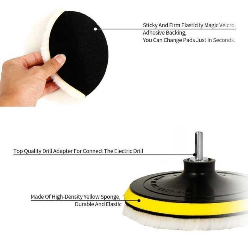 Mata Bor Back Pad Poles Bodi Mobil Wol Buffer Polishing Wheel 3 Inch