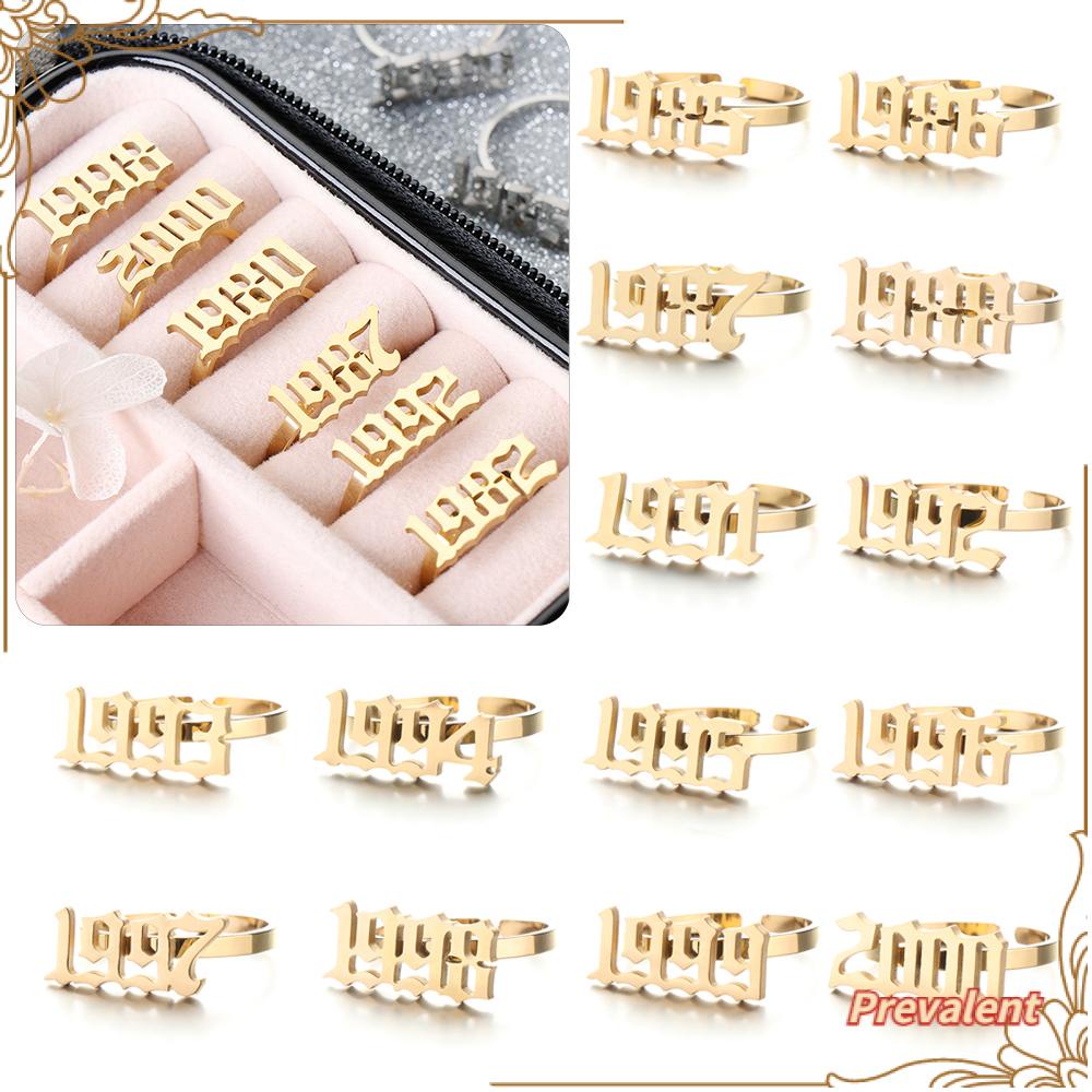 Preva Year Ring Cincin Pesta Hadiah Perhiasan Ulang Tahun Fashion Adjustable Tanggal Lahir Khusus