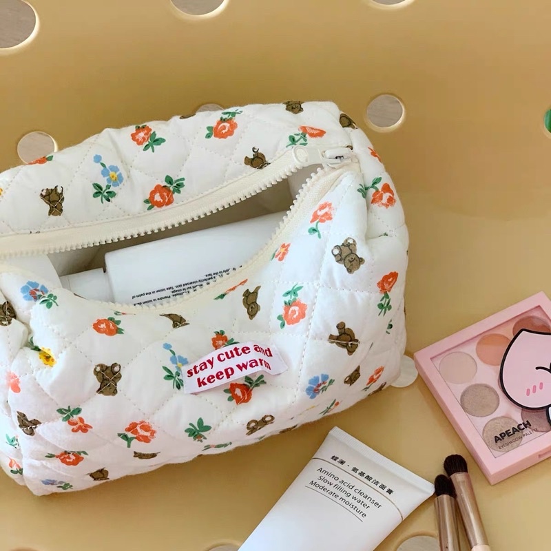 Tasya cosmetic bag bear / pencil case / tas makeup / kotak pensil premium / tempat skincare pouch dompet