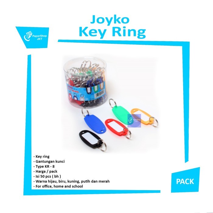 

TERLENGKAP KEY RING JOYKO KR 8 ISI 50 / GANTUNGAN KUNCI / NAME TAG KUNCI GROSIR Code 3150