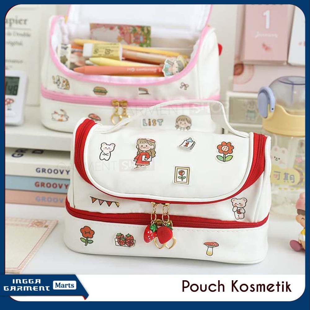 

Tempat Pensil Anak Import Lucu Pencil Case Korea Travel Make Up Pouch DIY Sticker Serbaguna Stiker Kelinci Beruang