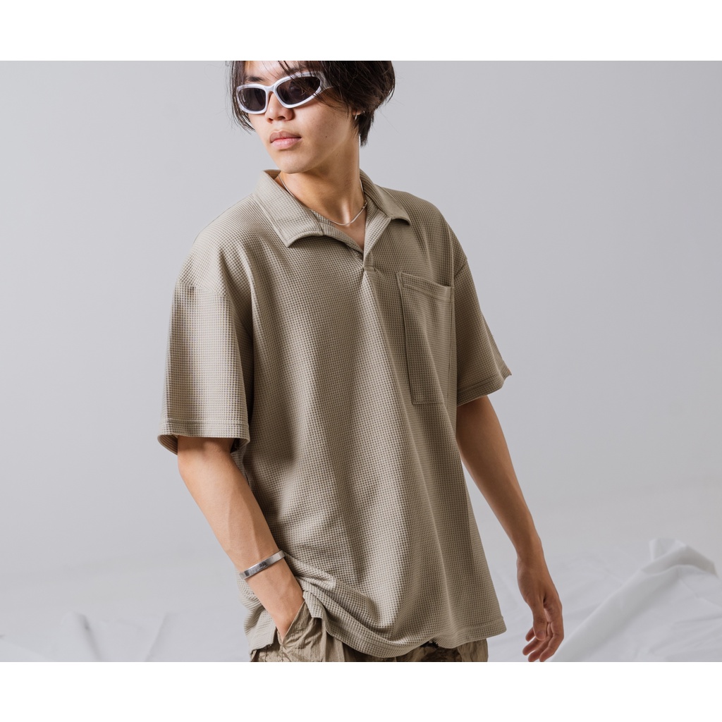 JAVAJONES Oversized Polo Waffle Nolan Matcha | Kaos Polo Pria Wanita