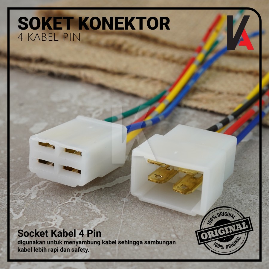 Soket Konektor Kabel 4 Pin Besar / Socket Sambung Mobil Motor