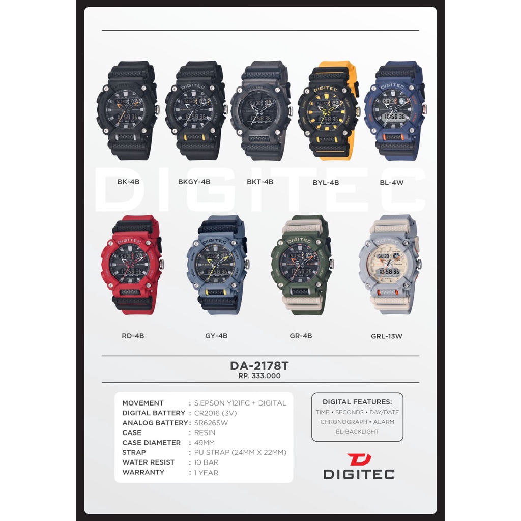 BEST SELLER JAM TANGAN DIGITEC ORIGINAL 2178 G167 PRIA TALI RUBBER TANGGAL AKTIF BODY BULAT DM 4.6CM FREE BOX &amp; BATERAI || JAM TANGAN FASHION PRIA  JAM TANGAN COWOK MURAH