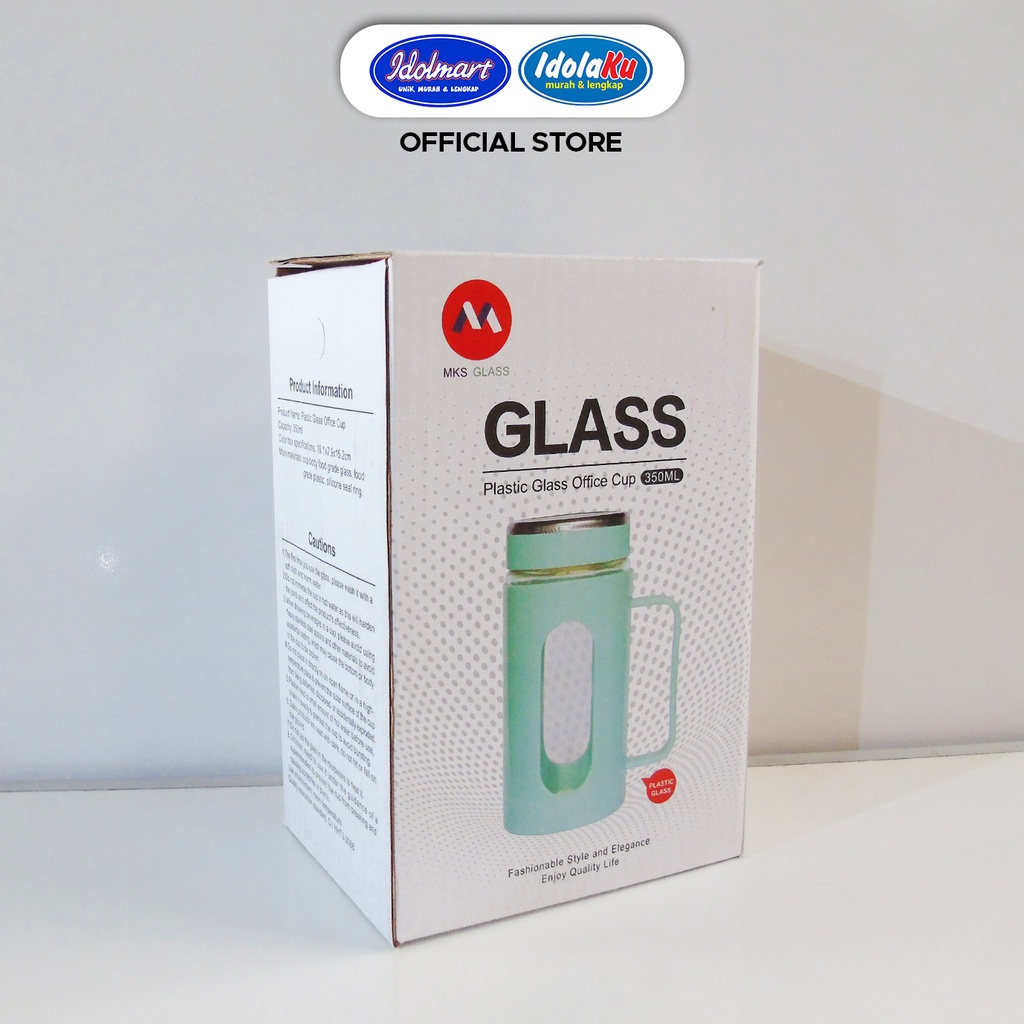 IDOLMART Gelas Kaca Glass Plastic Cup Office 350Ml