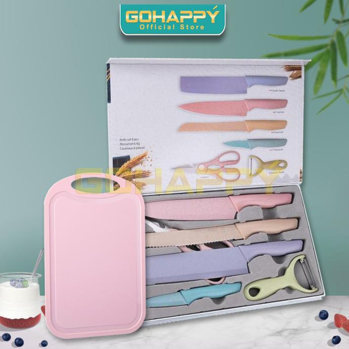 PISAU SET Pastel Rainbow termasuk talenan 2013 - Knive set with choppi