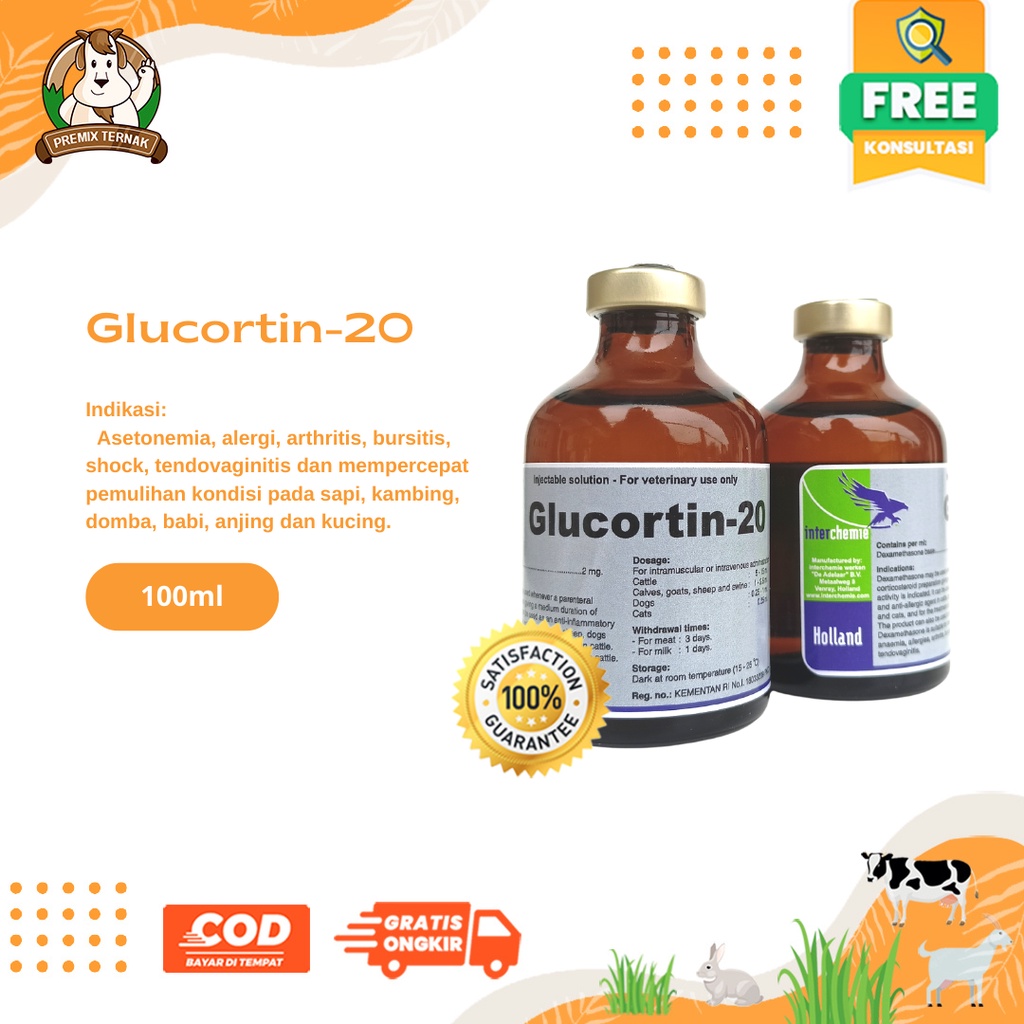 GLUCORTIN 20 Vol 50 ml - Analgesik Anti inflamasi Antipiretik Sapi dll