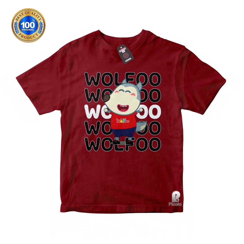 BAJU ANAK KAOS ATASAN ANAK MOTIF WOLFOO UNISEX Bahan COTTUN (FREE NAMA)