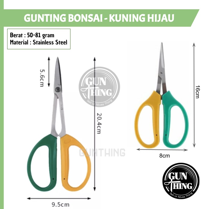 Gunting Bonsai Panjang - Gunting Pruning Hijau Kuning - Ranting Bunga