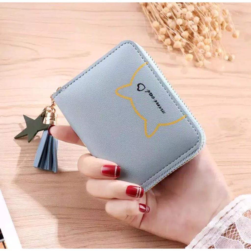 OTS 057 - Dompet Lipat Mini Cat Restfully Dompet Wanita Wallet Dompet Koin Dompet Kartu Tipis Import Korea Fashion