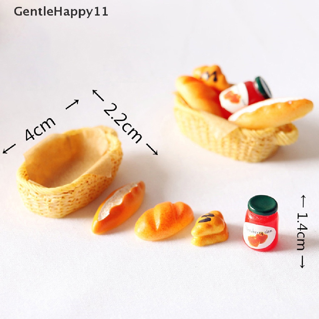 GentleHappy 5pcs/set Dollhouse Miniature Accessories Simulation Bread Basket Model Toys id