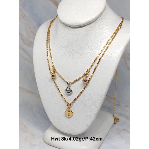 Kalung 2 layer love gembok kadar 375