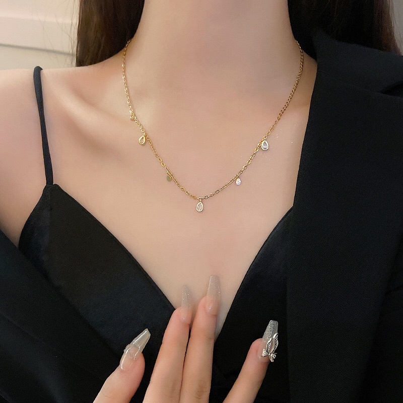 Kalung Titanium Diamond Mata Air Elegan Korea Fashion Style Premium K553