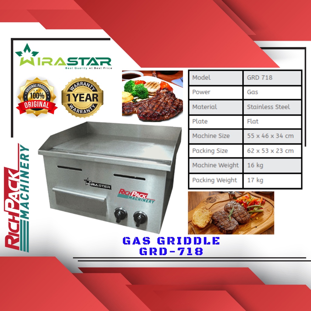 Wirastar GRD-718 Gas Griddle Machine Mesin Pemanggang Steak