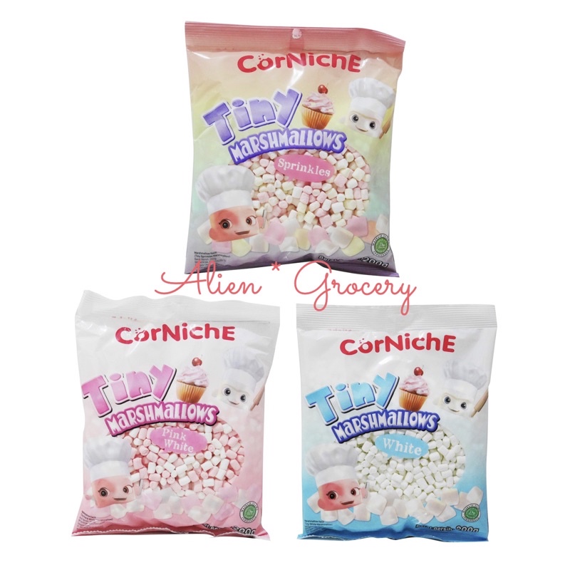 CORNICHE Tiny Marshmallow White Pink Sprinkles 200gr