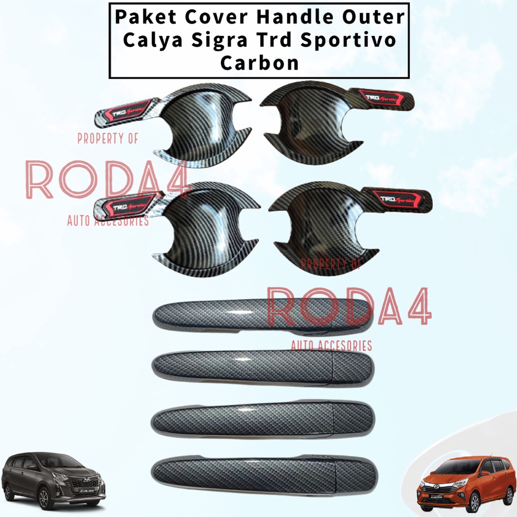 Paket Outer Handle Tank Cover Calya Sigra Trd Sportivo Carbon 2016 2017 2018 2019 2020 2021 2022 2023