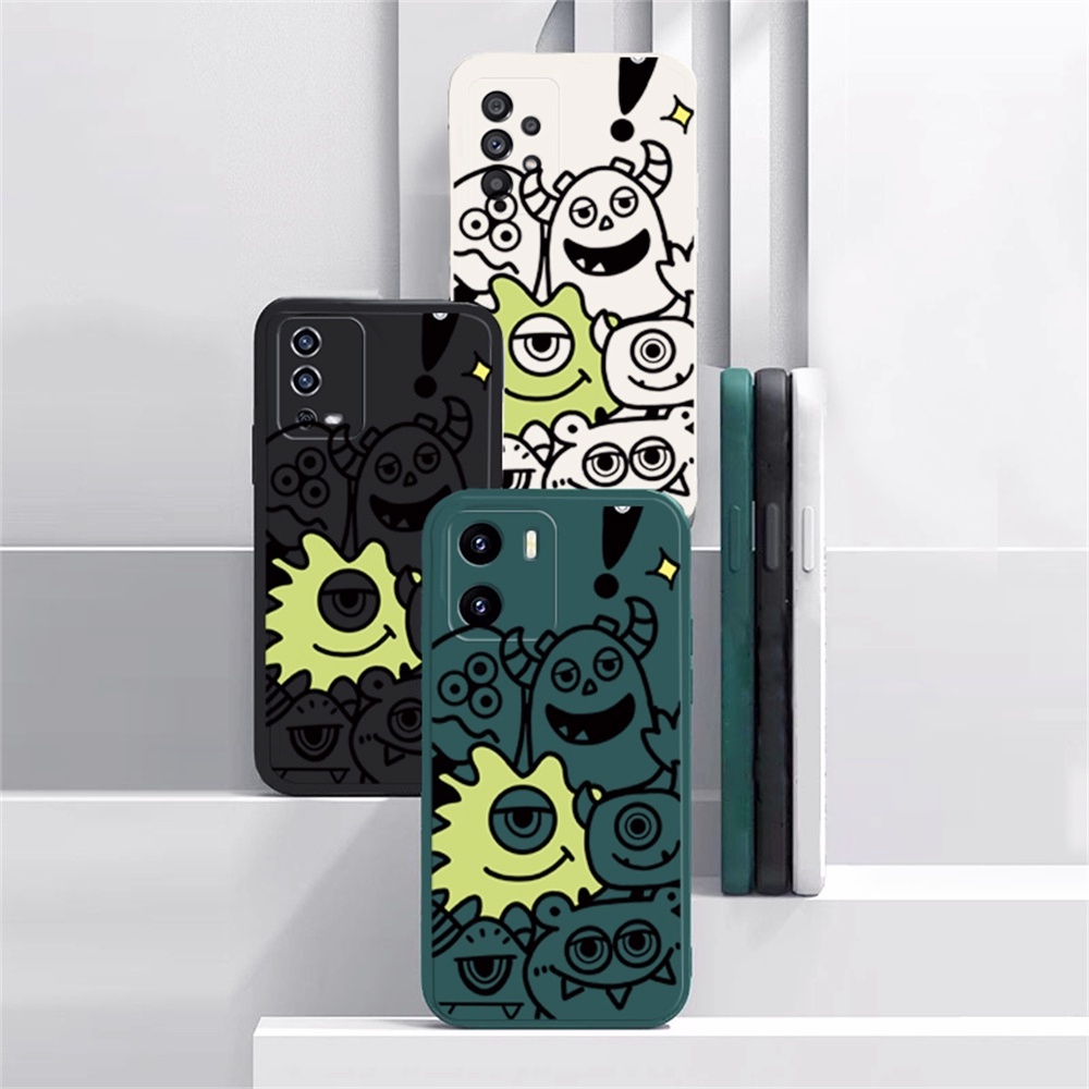 Case Kartun Monster Realme C55 C53 Realme 10 C35 C33 C33 C30 C21Y C25Y C21 RealmeC11 C25 C17 C15 C12 C3 C2 Realme 8i 7i 5 5i 6i 6 Pro 7 Pro Dengan Mata Besar Silikon Lembut Sarung Casing Ponsel