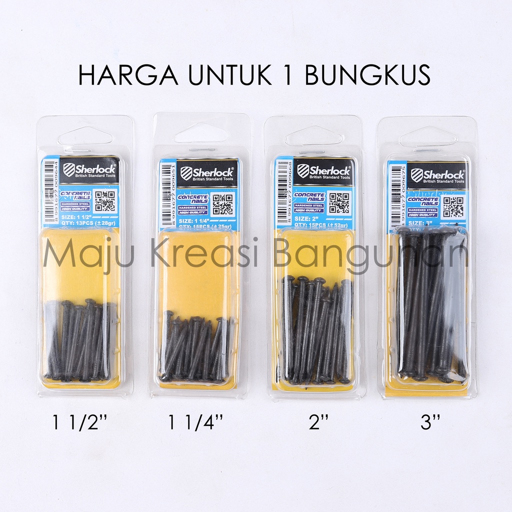 Paku Beton Hitam Sherlock 1 1/4 1/2 2 3 Inch 1.25. 1.5 Inci In Concrete Nail