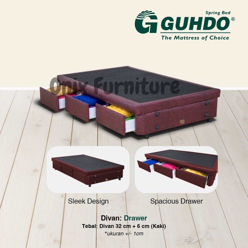 Divan Gudho Base Drawer 140x200 Red