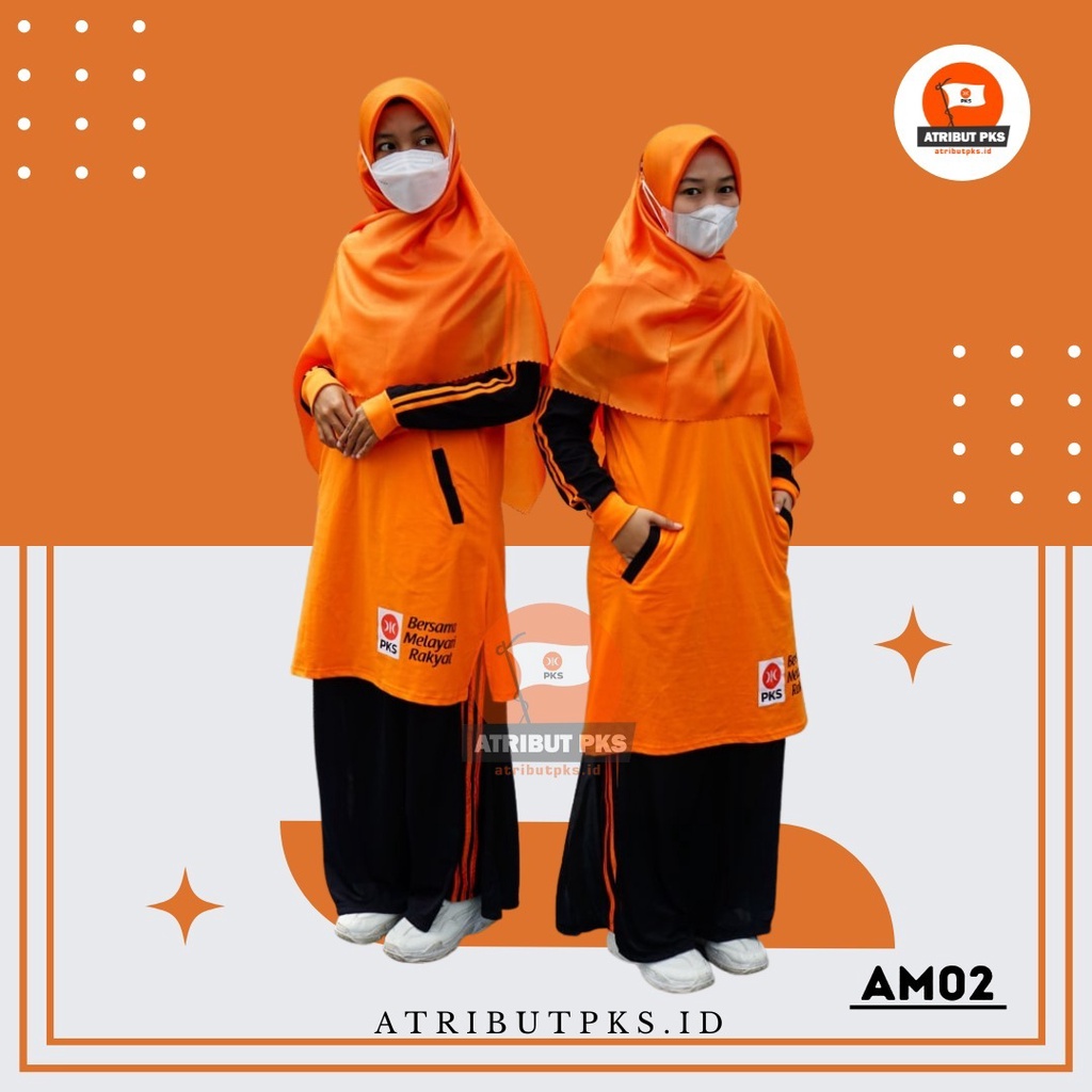 Kaos PKS Logo Baru Akhwat Tunik Orange Baju Muslimah kode 002