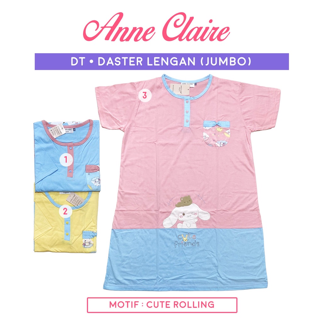 Daster DT Lengan Pendek Jumbo / Big size XL / 2L (Kancing 3) Anne Claire Dewasa BabyDoll Baju Tidur