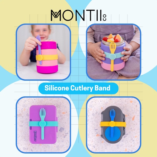 MontiiCo Silicone Cutlery Band - Silicone Pengait Kotak Makan Bekal Lunch Box