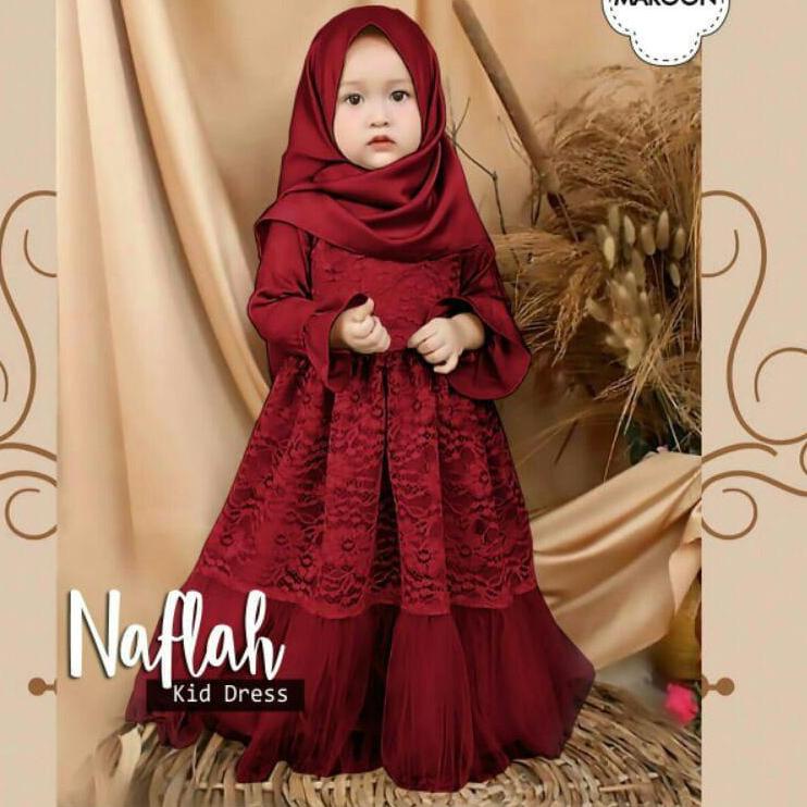 Berkualitas Baju Gamis Anak Pakaian Anak Set Syari  JILBAB Gamis Lebaran Anak Perempuan Umur 3-5 Tah