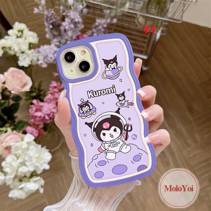 IPHONE Case Compatible Untuk Iphone7 8 Plus XR 11 13 12 14 Pro Max X XS Max 6 6s 14 Plus SE 2020 Wavy Edge Kartun Soft Tpu Lucu Astronot Kuromi Shockproof Phone Cover