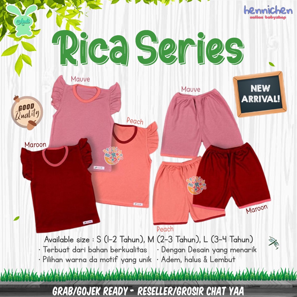 Aruchi Rica Retro Set 3 BULAN - 3 TAHUN Setelan Retro Ruffle Anak Perempuan