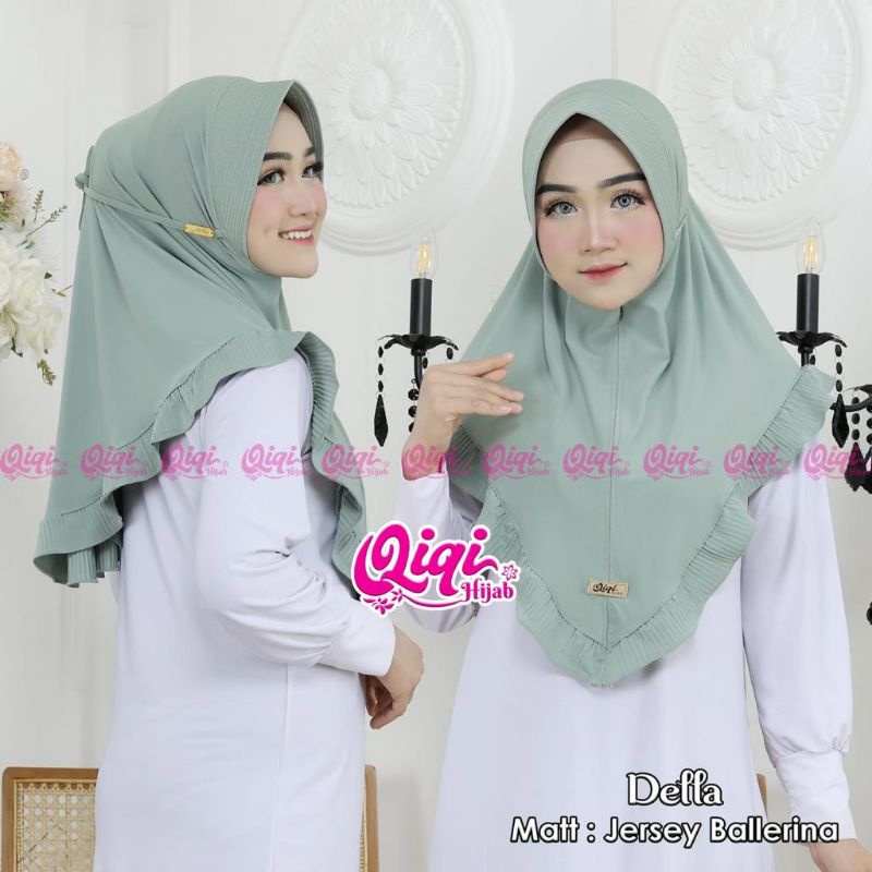 (Qiqi Hijab) DELLA •jilbab instan jersey ballerina•kerudung pet rempel plisket