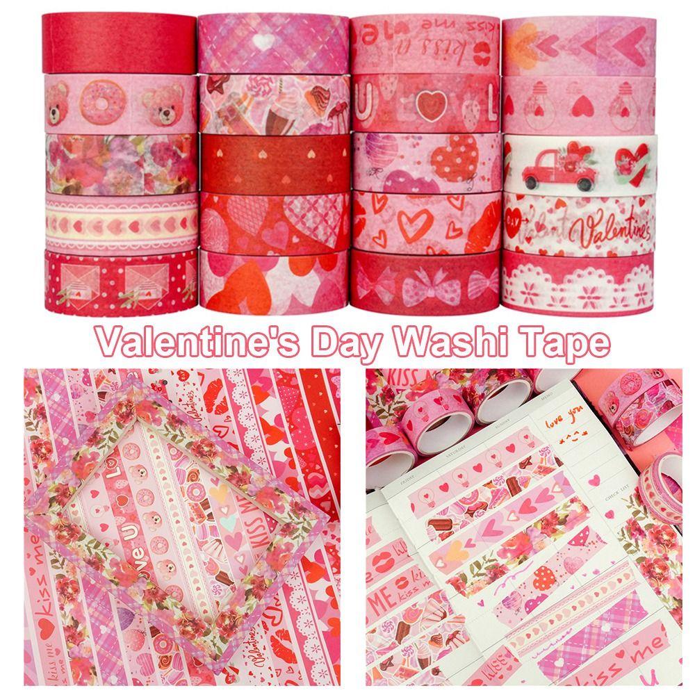 Nanas 10PCS/Set Washi Tape Pink Dekorasi Untuk Scrapbooking Planner DIY Bahan Hari Valentine Stiker Hias