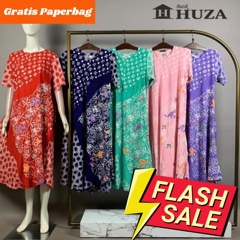 Daster Klok Resleting (BR) Batik HUZA / Daster Payung baju tidur premium halus busui grosir murah Pe